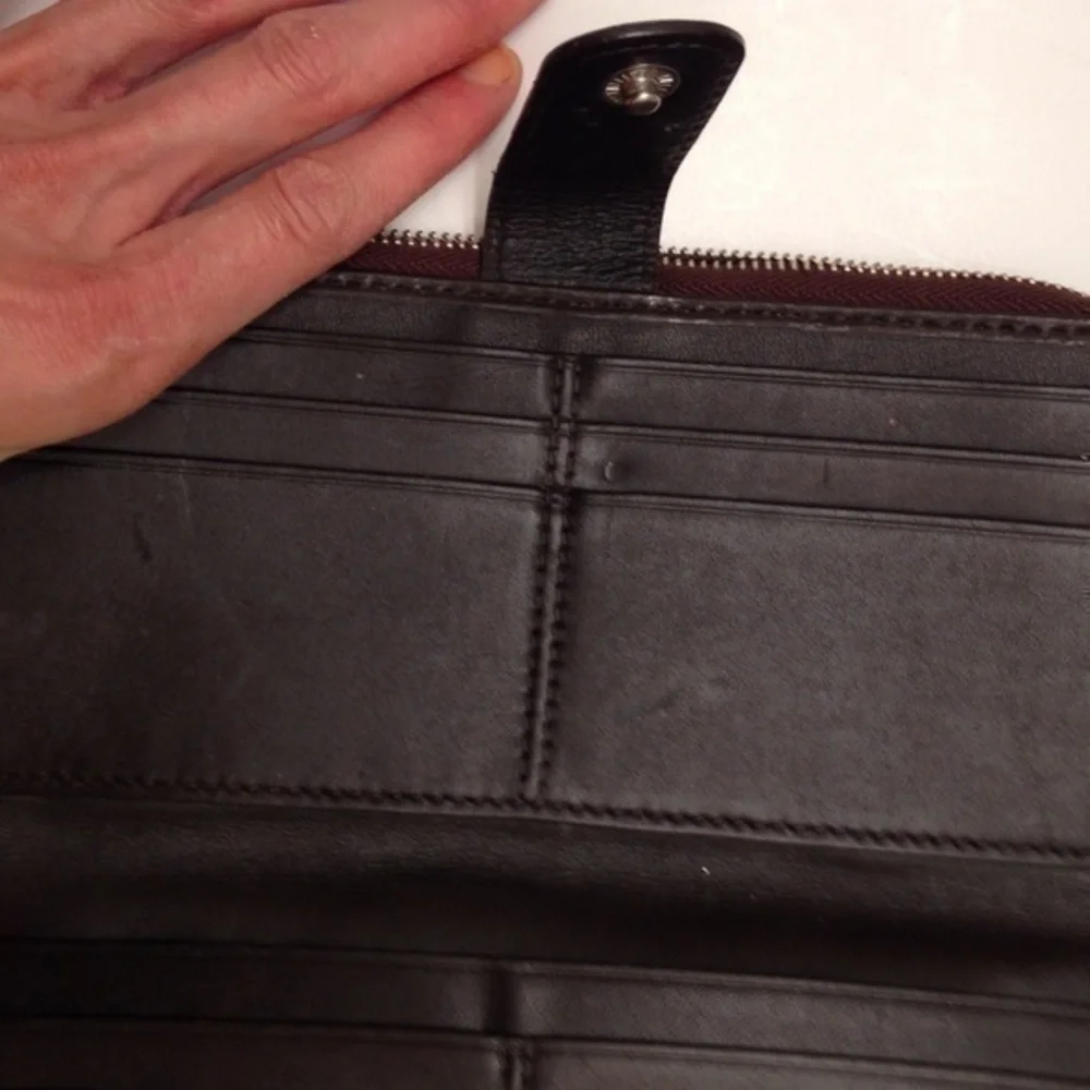 Coach vintage y2k signature striped brown khaki zipper wallet - Picture 7 of 7